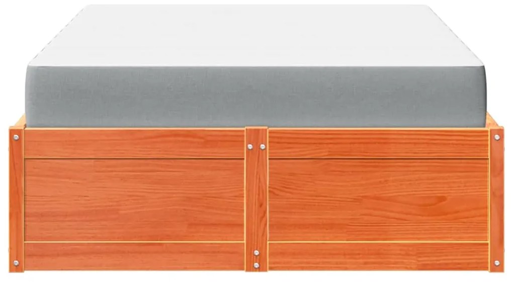 Cama com colchão 120x190 cm pinho maciço castanho-mel