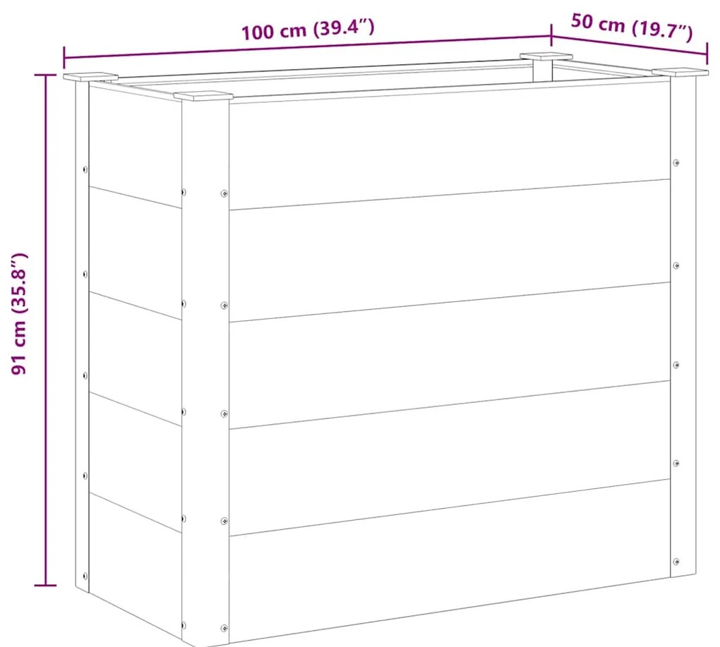 Canteiro elevado para jardim WPC 100x50x91 cm cinzento