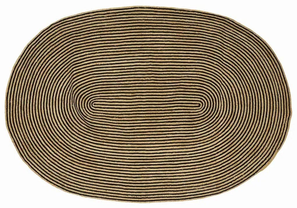 vidaXL Tapete Natural e Preto 205 x 305 cm Juta