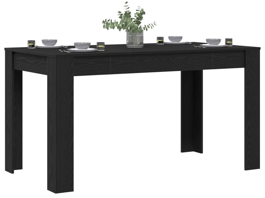 Mesa de Jantar vidaXL Preta de Carvalho 140x74,5x76 cm em Madeira Reco