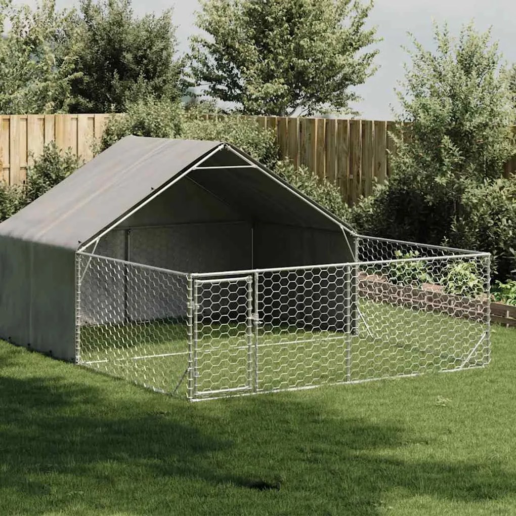 Canil exterior para cães com corredor 5x3x1,9 m aço galvanizado