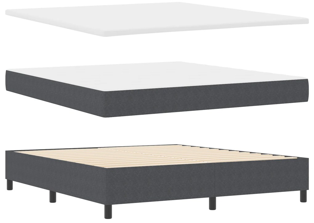 Cama Box Spring com Colchão Cinza Escuro Super King Tecido de Veludo