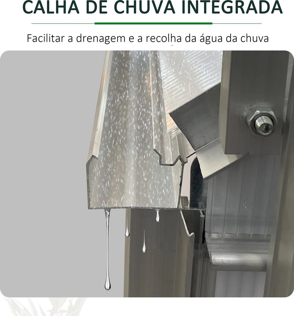 Estufa de Jardim de Policarbonato e Alumínio Estufa de Exterior com Po