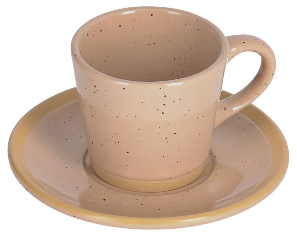 Kave Home - Chávena de café com pires Tilia de cerâmica bege