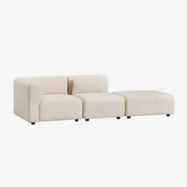 Sofá Modular De Canto Em 2 Peças Com Puff Fogler Linho Veludo Bege Linho - Sklum