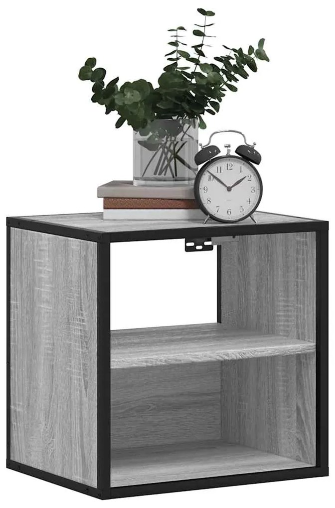 Mesas de cabeceira de parede 2 pcs 40x31x39,5cm cinzento sonoma