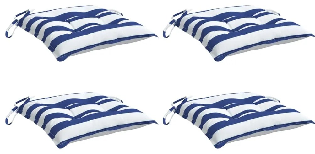 Almofadões p/ cadeira 4 pcs tecido oxford riscas azul/branco