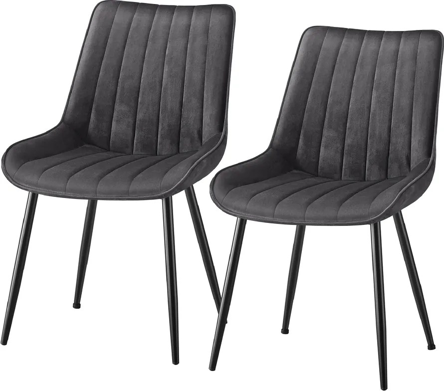 Conjunto 2 cadeiras de sala de jantar ou cozinha, pernas de aço cinzento-preto