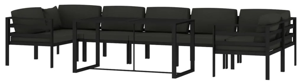 8 pcs conjunto lounge jardim com almofadões alumínio antracite
