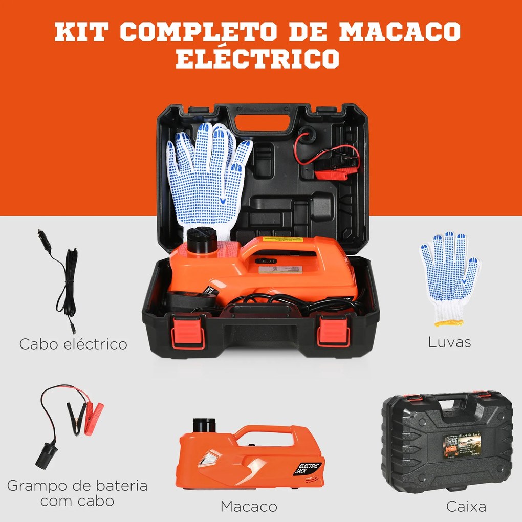 DURHAND Kit de Macaco Elétrico para Carro 12V Macaco Elétrico de Eleva