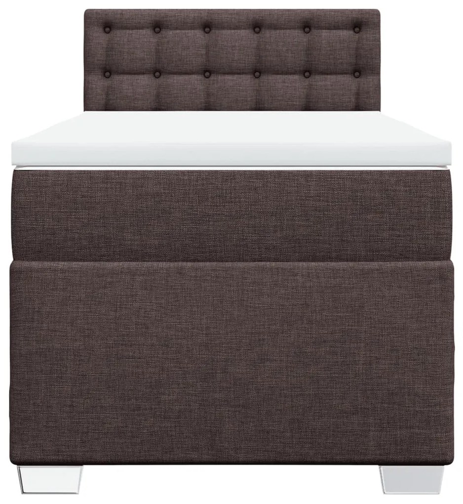 Cama com molas/colchão 90x200 cm tecido castanho-escuro