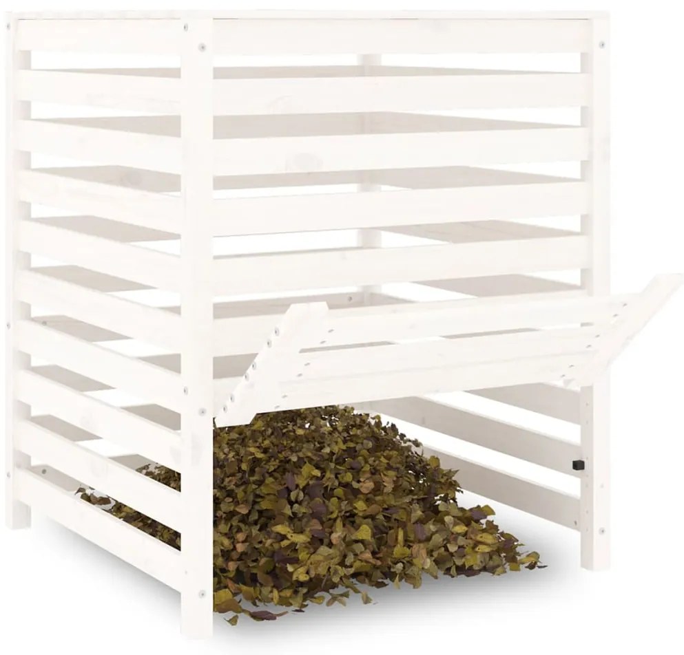 Caixote de compostagem 82,5x82,5x99,5cm pinho maciço branco