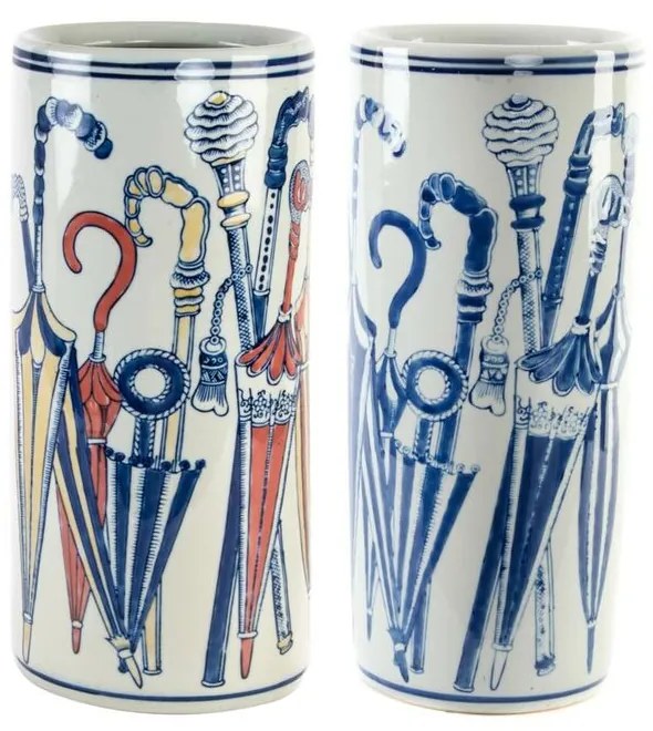 Paraplubak Dkd Home Decor Azul Branco Porcelana (19 X 19 X 44 cm) (2 Pcs)
