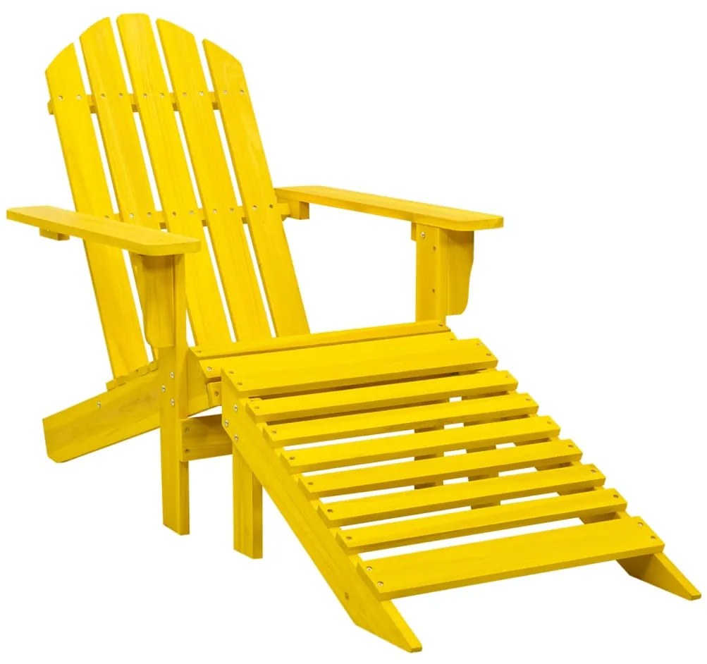 Cadeira Adirondack para jardim com otomano abeto maciço amarelo