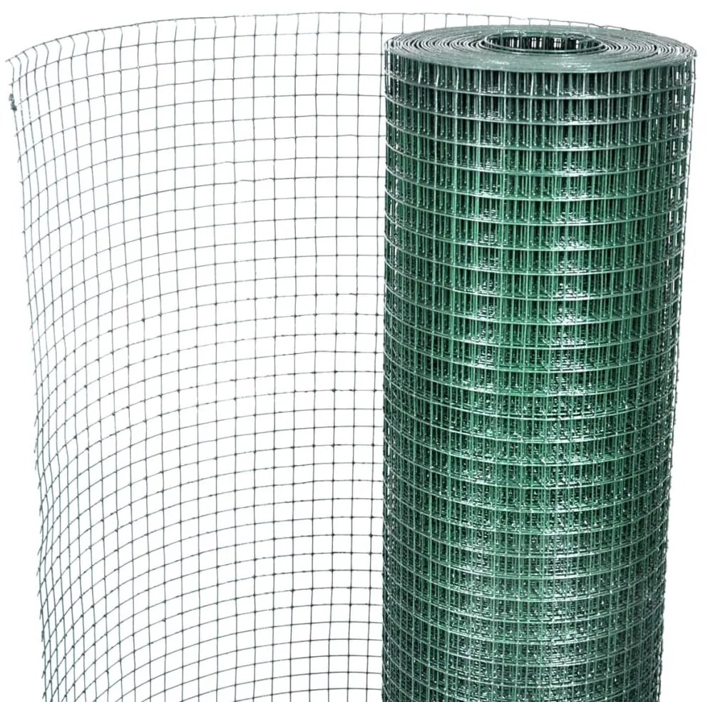 Cerca arame p/ galinheiro c/ revestimento PVC 10x1 m aço verde