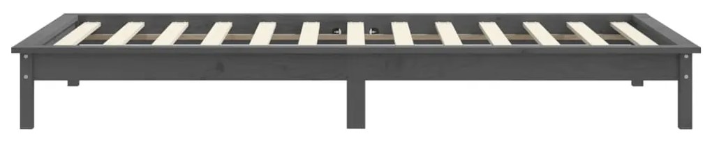 Estrutura de cama 90x200 cm pinho maciço cinzento