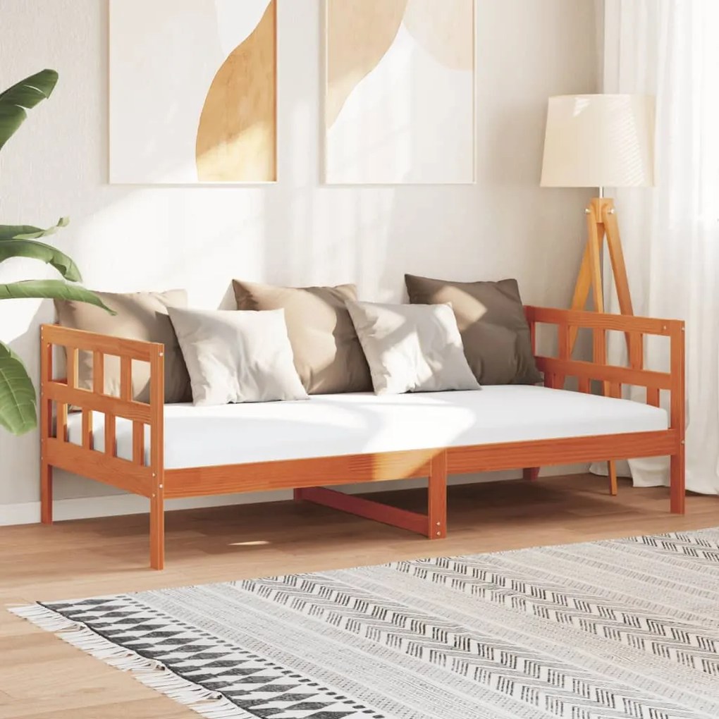 Sofá-cama sem colchão 90x200 cm pinho maciço castanho-mel