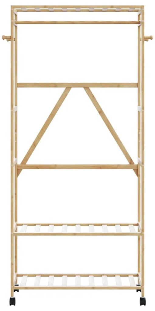 Cabide com prateleiras e rodas 90x40x179,5 cm bambu