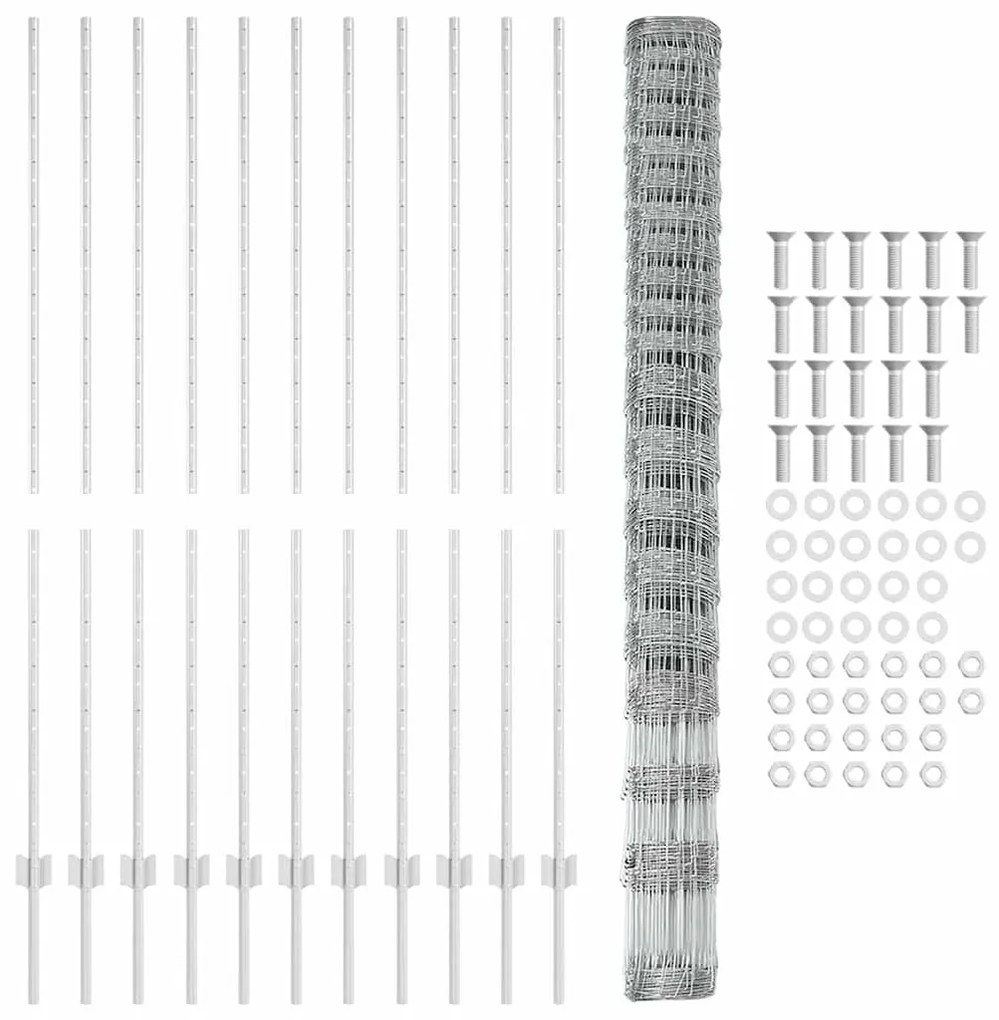 Postes de Cerca vidaXL 22 pcs U-Channel 160 cm Aço Galvanizado