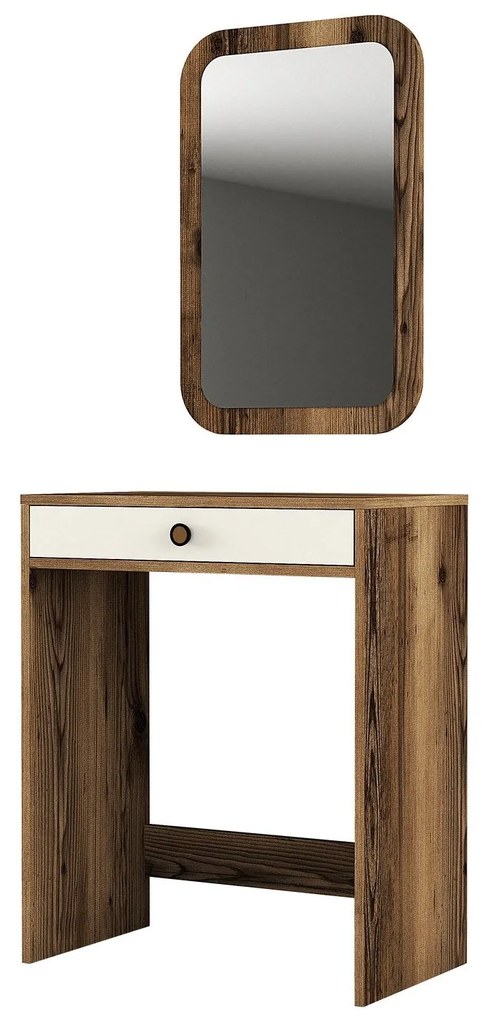Mesa de Maquilhagem Lizbon Mirror – Nogueira/Cream – 70x40x84,7 cm