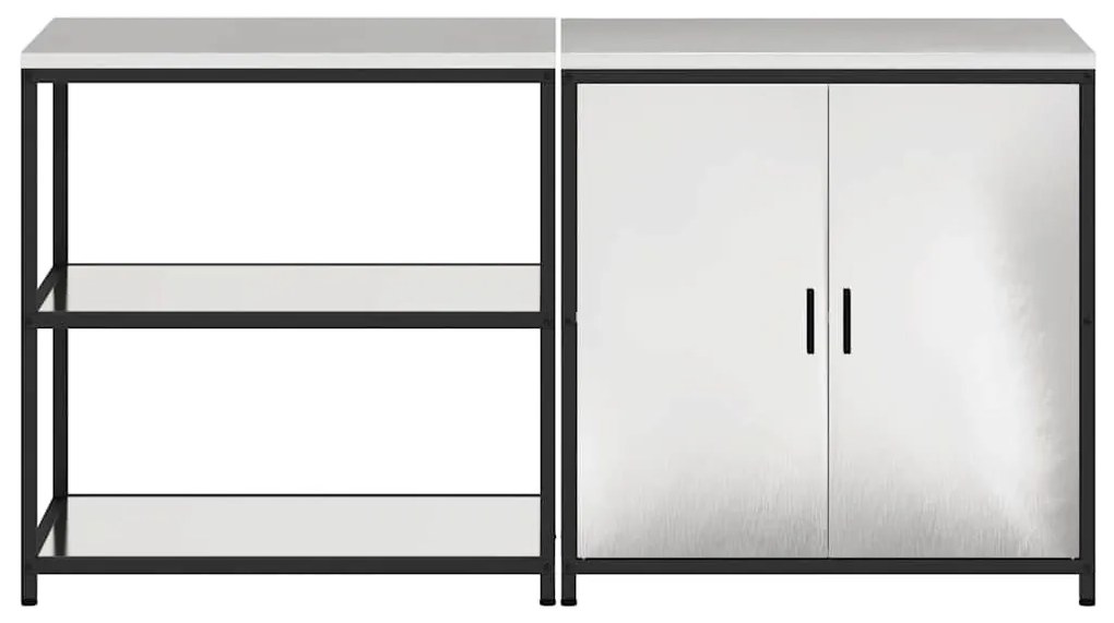 Conjunto de Armazenamento de Cozinha com prateleira 2 pcs Prata