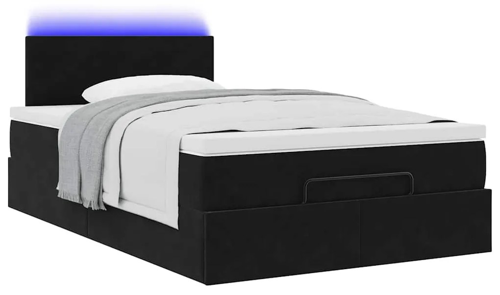 Estrutura de cama otomana com colchão preto 120x190 cm Veludo