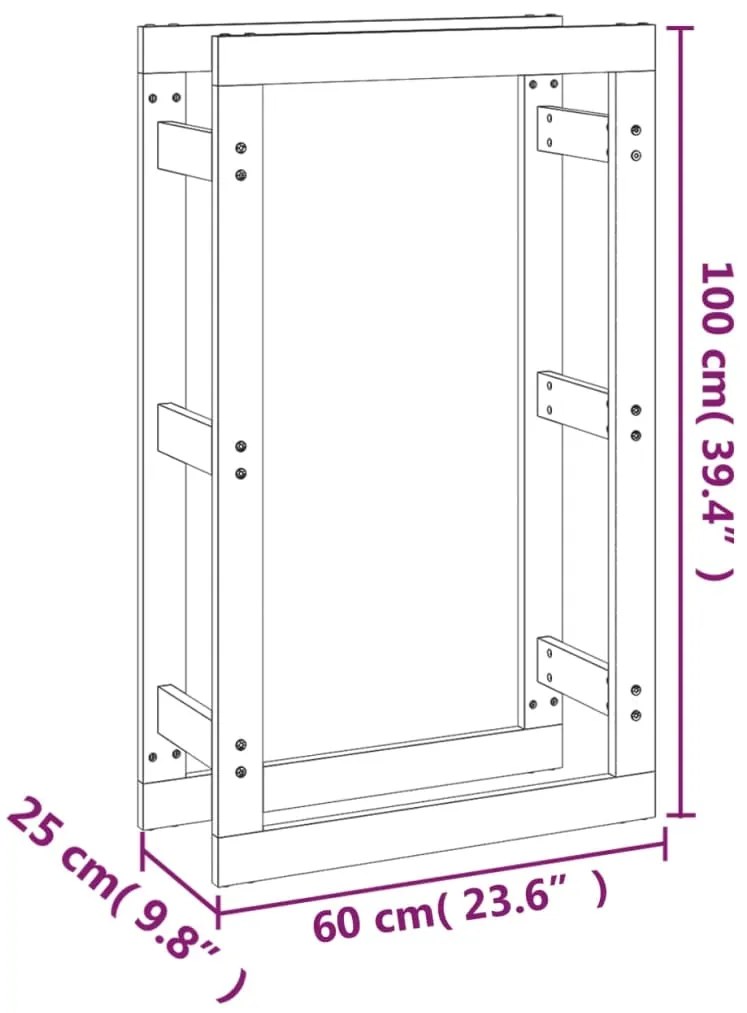 Suporte para lenha 60x25x100 cm pinho maciço cinza