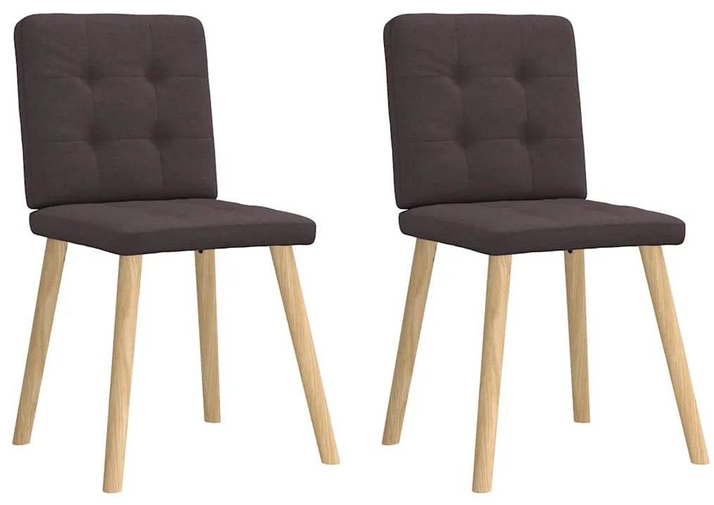 Cadeiras de jantar 2 pcs tecido castanho-escuro