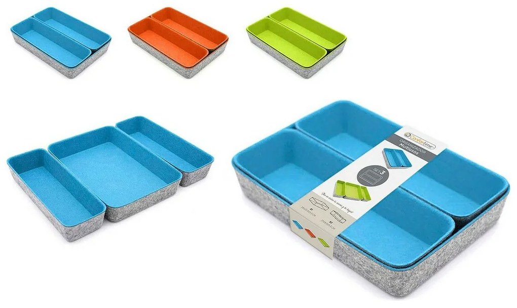 Conjunto de Cestas Confortime Feltro 3 Peças 28 x 20,5 x 5,3 cm