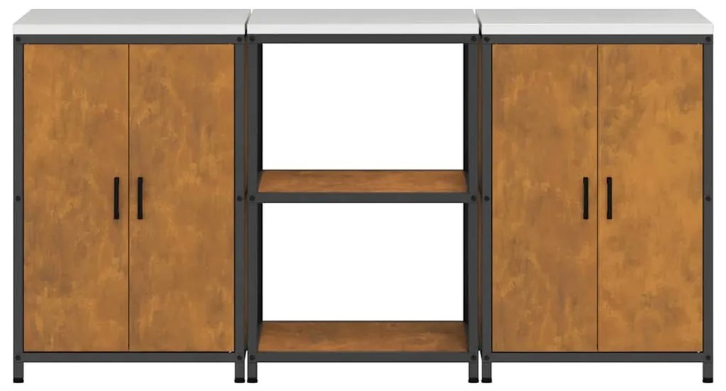 Conjunto de Armazenamento de Cozinha 3 pcs Ferro Enferrujado