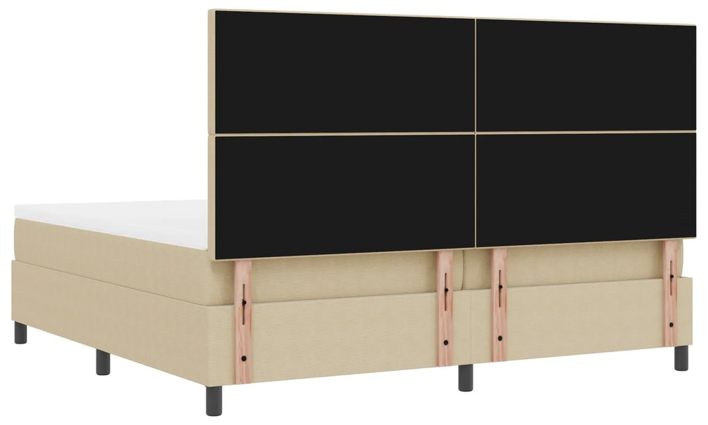 Cama Box Spring com Colchão Bege 200x200 cm Tecido de Corduroy