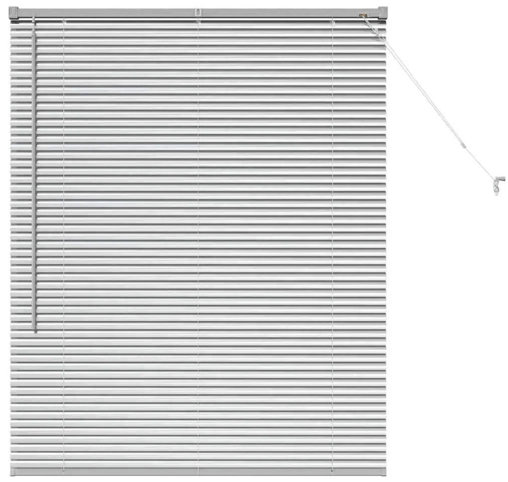 Persiana de Janela com cortinas Manual Prata 100 x 130 cm Alumínio