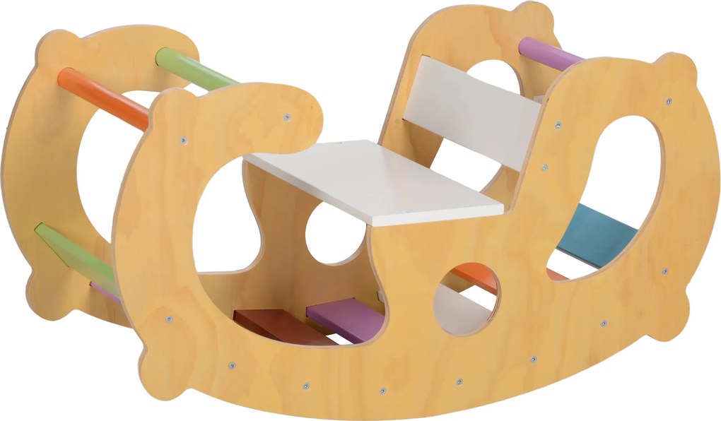 Arco de escalada 2 em 1 para crianças dos 18 aos 48 meses, cadeira de baloiço arco-íris para meninos e meninas, bebés multicolorido