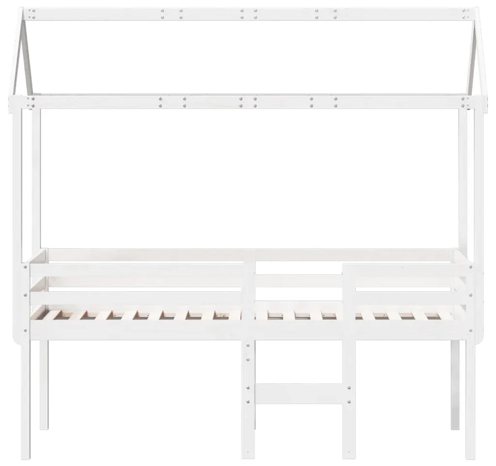 Cama alta com telhado 90x200 cm pinho maciço branco