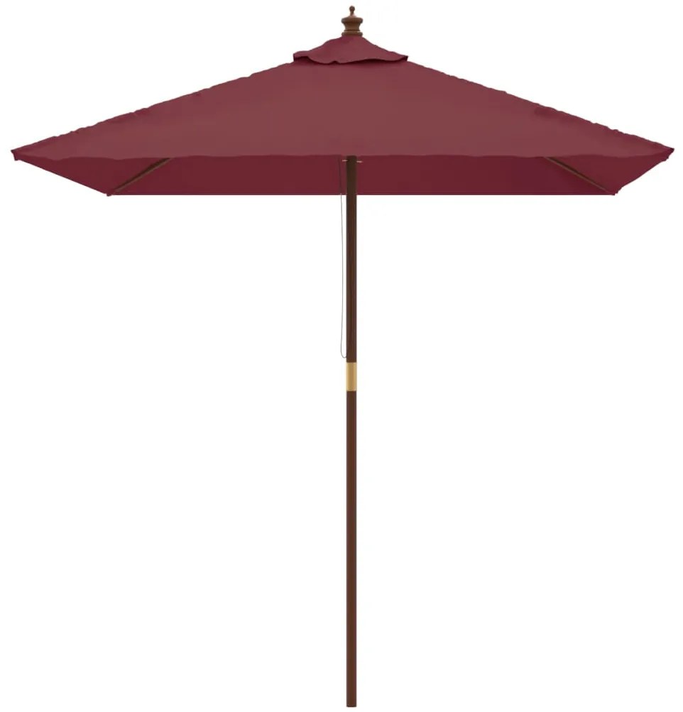 Guarda-sol de jardim com poste de madeira 198x198x231 cm bordô