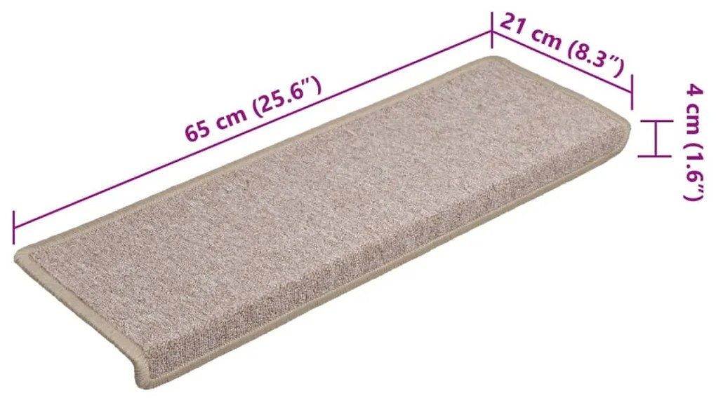 Tapete/carpete para degraus 15 pcs 65x21x4 cinzento-acastanhado