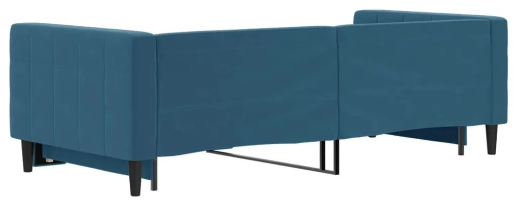 Sofá-cama com gavetão 90x200 cm veludo azul