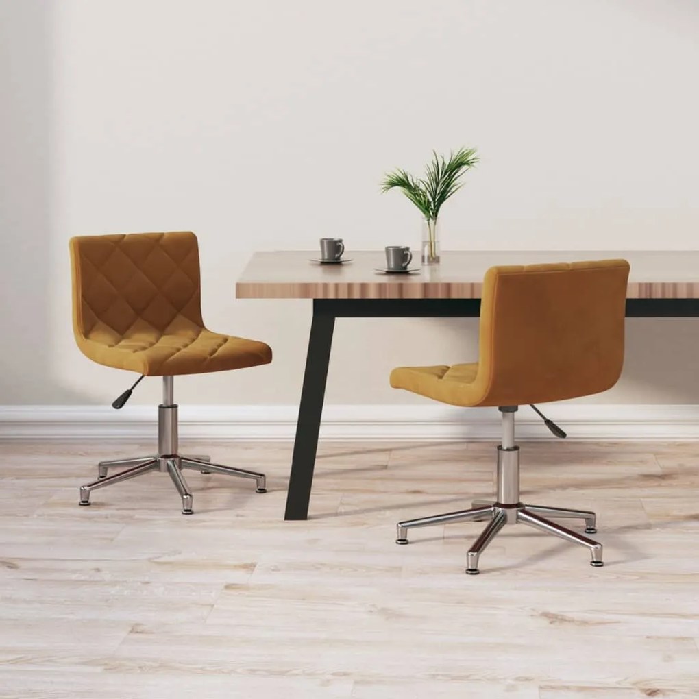 vidaXL Cadeiras de jantar giratórias 2 pcs veludo castanho