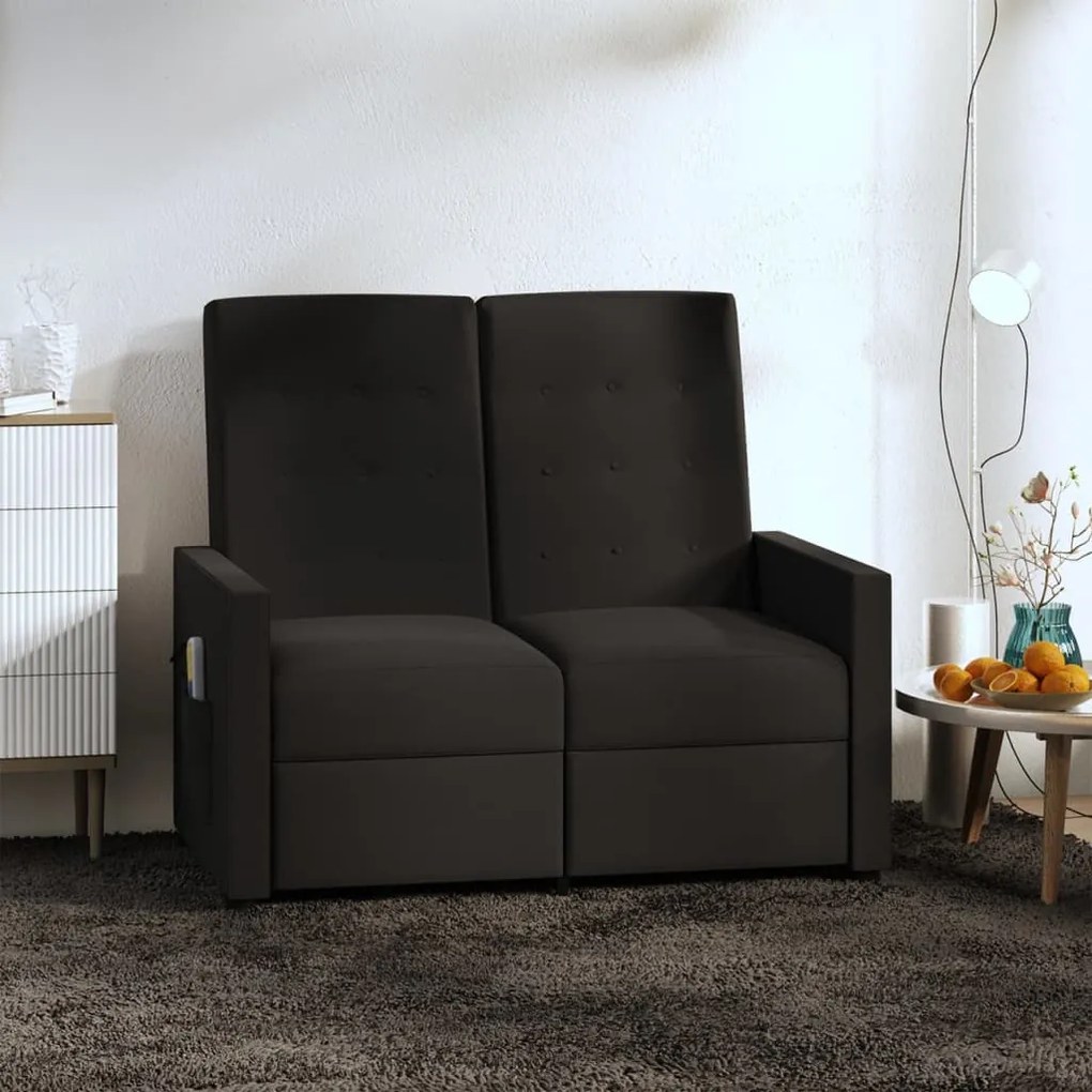 vidaXL Sofá de massagens reclinável 2 lugares tecido preto