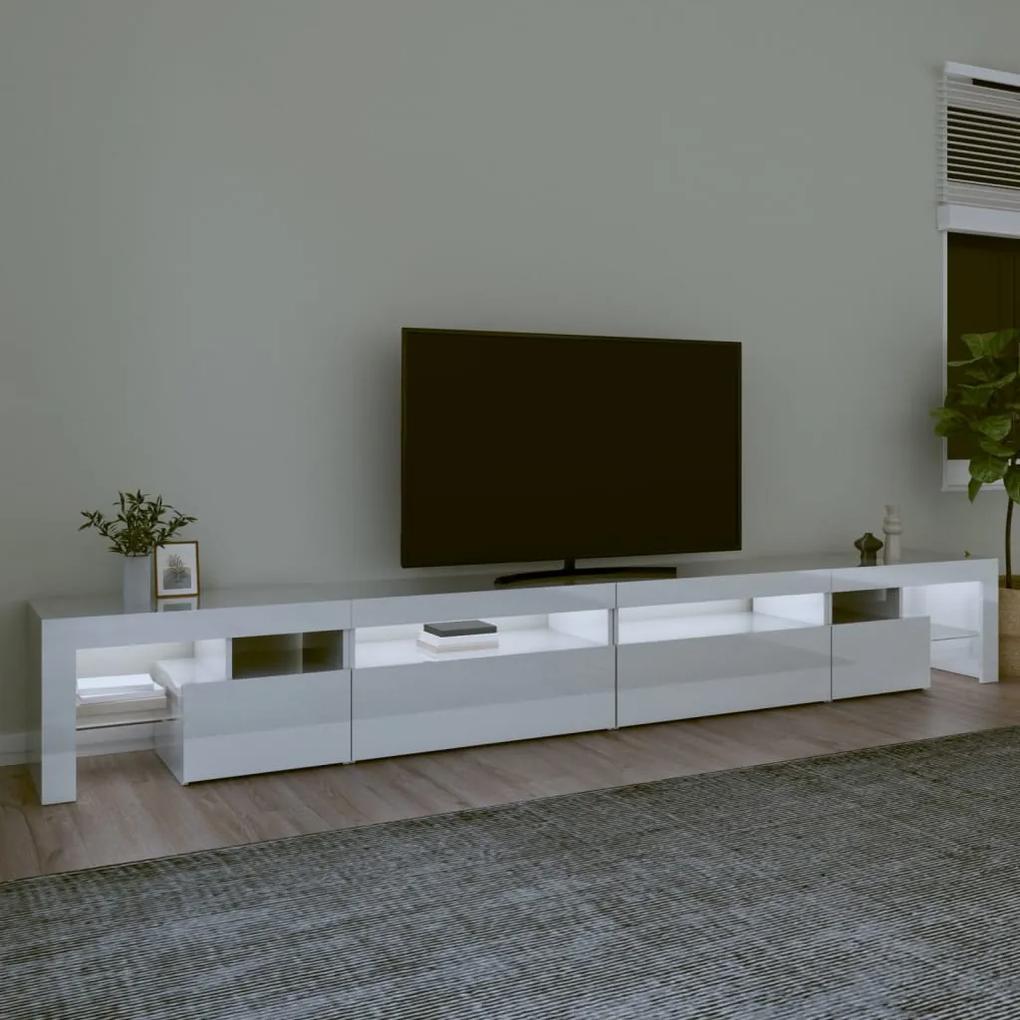 Móvel de TV com luzes LED 290x36,5x40 cm branco brilhante