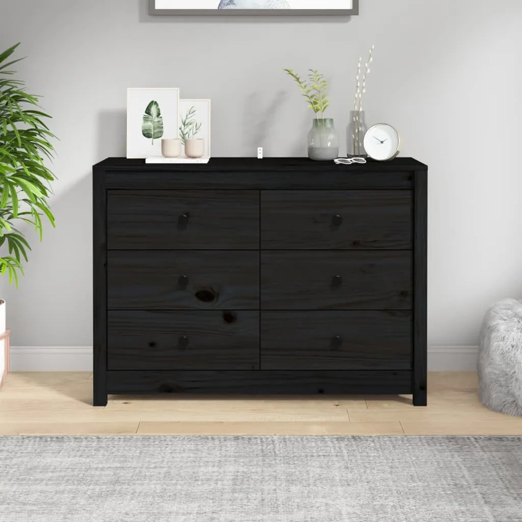 vidaXL Armário de apoio 100x40x72 cm pinho maciço preto