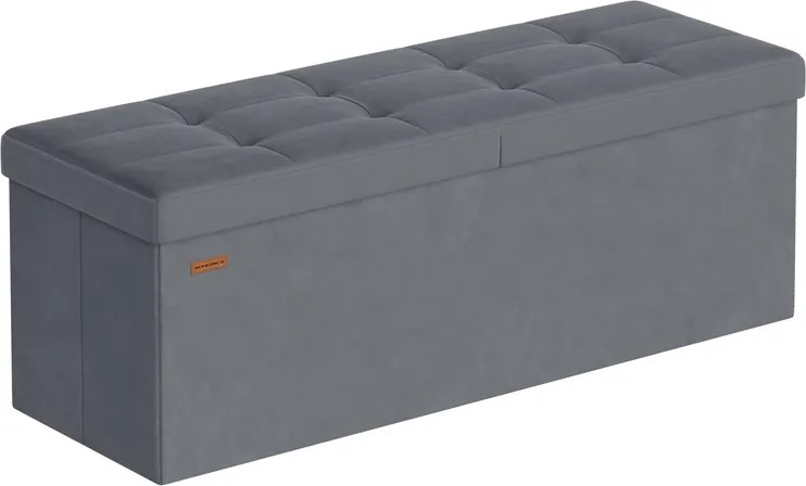 Banco com espaço de arrumação e tampa rebatível 38 x 110 x 38 cm cinzento ardósia