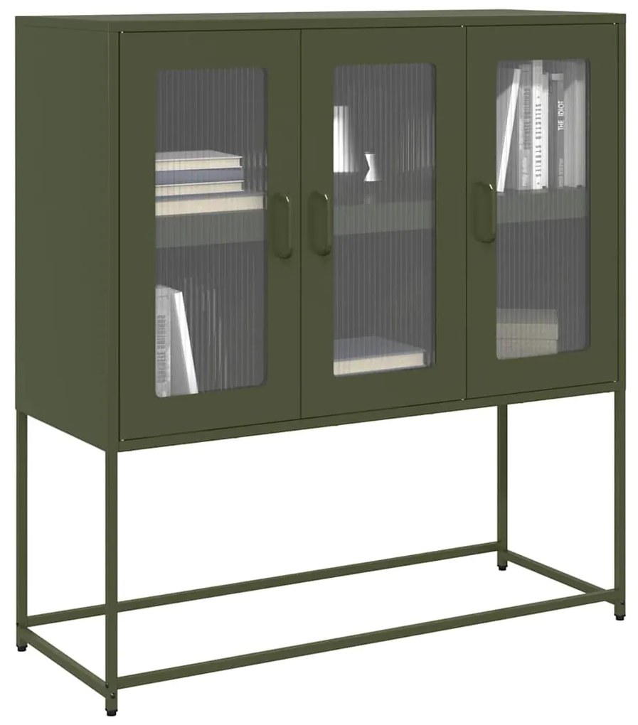 Aparador 100,5x39x107 cm aço laminado a frio verde-azeitona