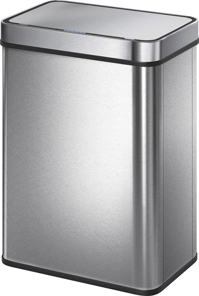 Caixote do lixo com sensor de 50 L com tampa de fecho suave 39 x 27 x 54 cm, caixote do lixo automático de cozinha em aço inoxidável, prateado