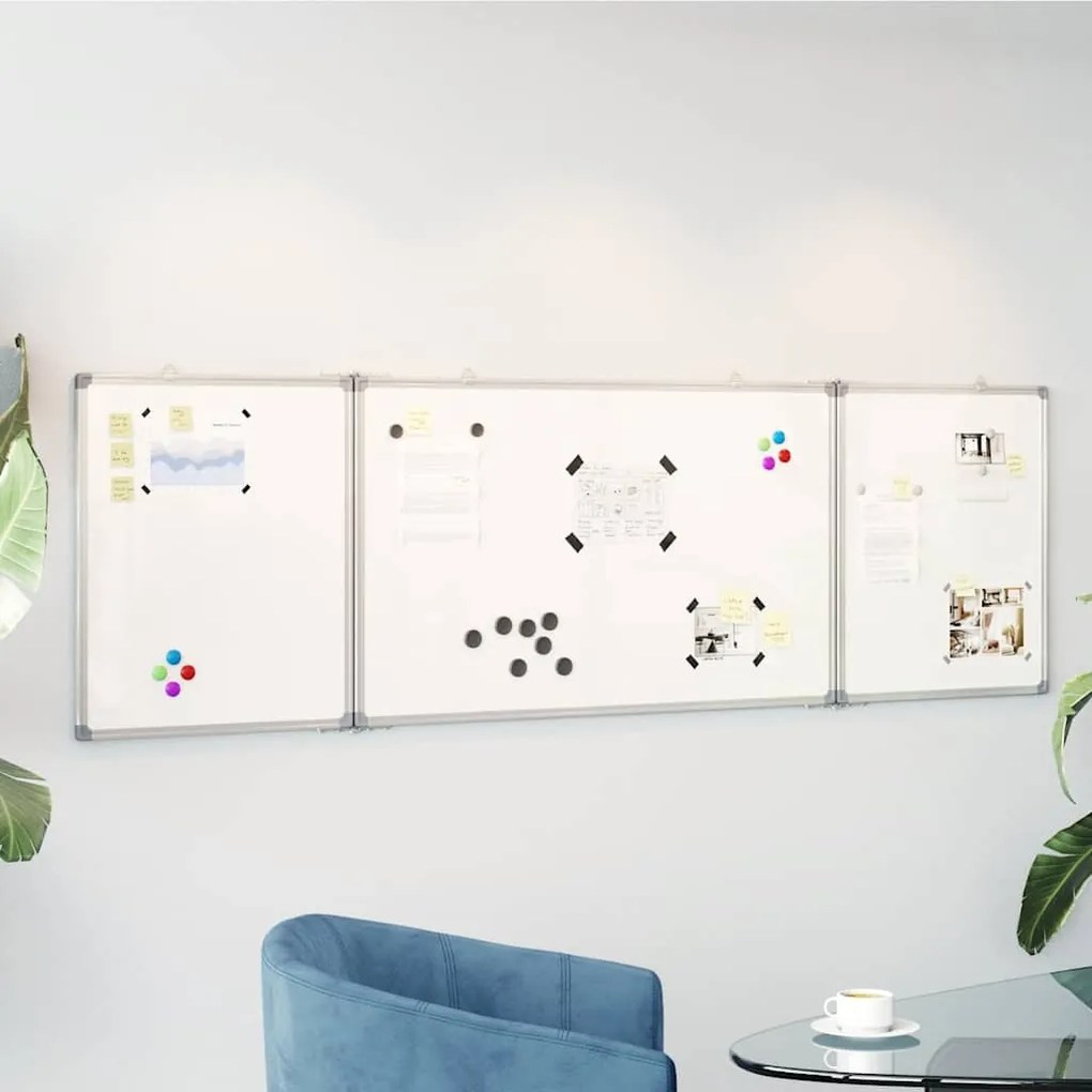 vidaXL Quadro branco magnético dobrável 160x50x1,7 cm alumínio