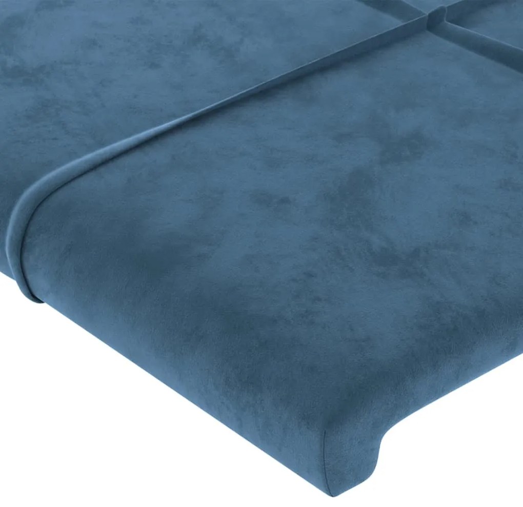 Cabeceira cama c/ abas veludo 147x23x118/128 cm azul-escuro