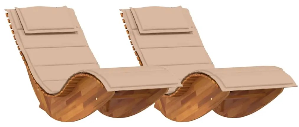 Espreguiçadeiras Balançantes com Almofadas 2 pcs Madeira Sólida de Acá