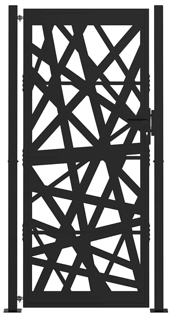 Portão de jardim 105x205 cm preto com luz em aço