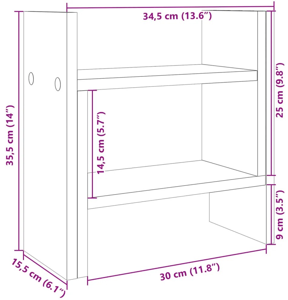 Organizador secretária 34,5x15,5x35,5 cm deriv. madeira branco