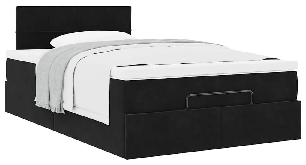 Cama otomana com colchão 120x190 cm veludo preto